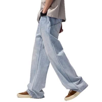 Lockere gerade Jeans Herren High Street Weite Hosen American-Washed Bodenlange Hosen