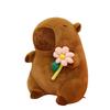Plush Capybara Toy With Soft Pp Cotton Filling And Flower Design For Kids Birthday Gift