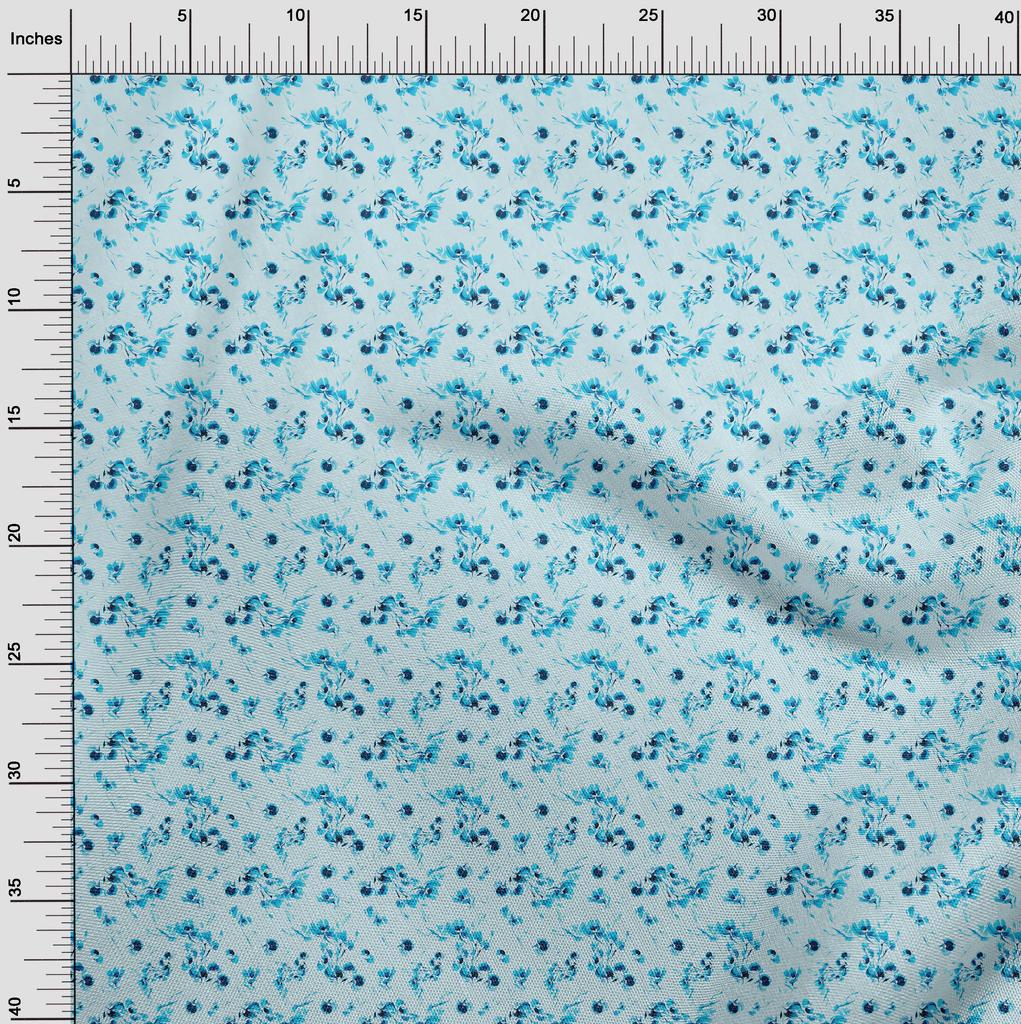 oneOone Cotton Flex Light Blue Fabric Abstract Floral Sewing Craft Projects Fabric Prints By Yard 40 Inch