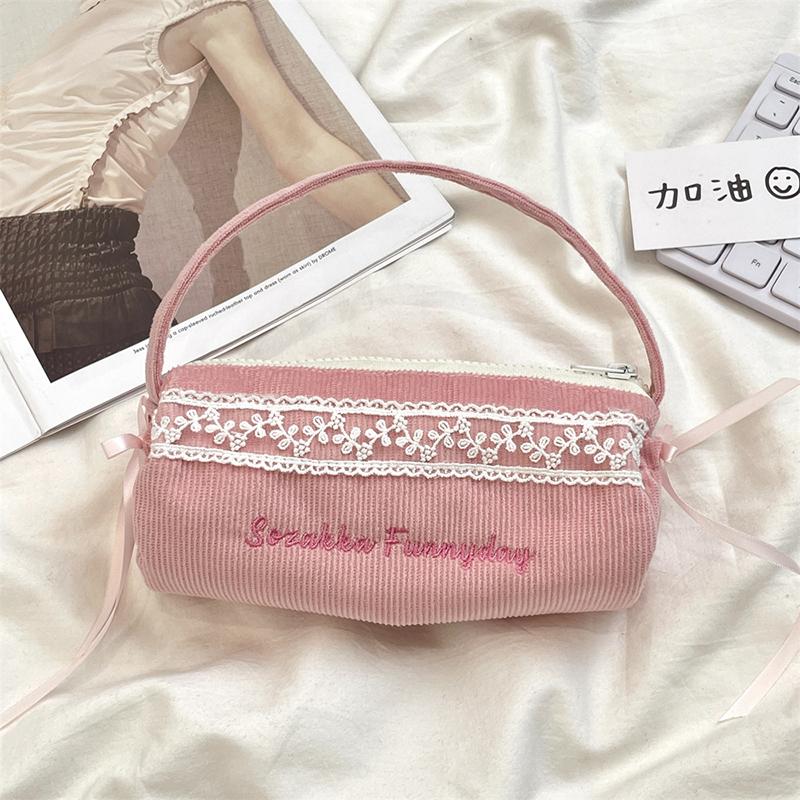 

Ins Style Hand-Held Pencil Case Multi Functional Large Capacity Stationery Organizer Storage Bag Student Pen Bag Makeup Bag розовый