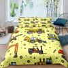Excavator Duvet Cover Set Microfiber Tractor Truck Comforter Cover Twin Construction Vehicle Cartoon Bedding Set For Boys Teens