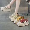 Fashion Summer New Style Women's Shoes Breathable Casual Shoes with Increased Inner Heel Gross Sole Lace Up Design Zapatos De Mujer