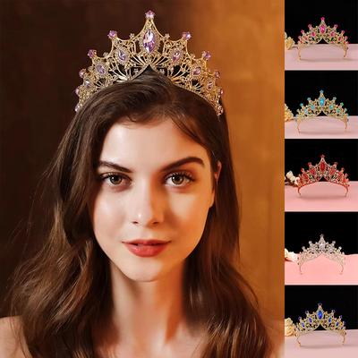 Biżuteria do włosów Nakrycie głowy w stylu vintage Barokowy Księżniczka Królowa Elegancki Cyrkonia Na Ślub Tiara Korona Akcesoria do włosów