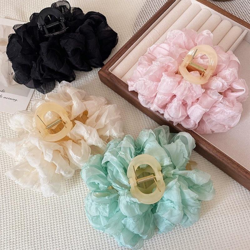 Korean Bubble Bow Claw Clip For Women Hairgrip Elegant Chiffon Hair Clip Crab Barrettes Bowknot Ponytail Clip New Headdress Accessories