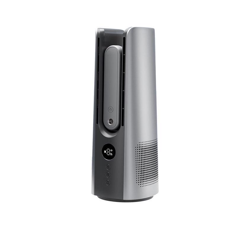 Double Turbine Leafless Fan & Humidifier: Mini Dual Tower, High Wind, USB-Powered, Humidifying Spray