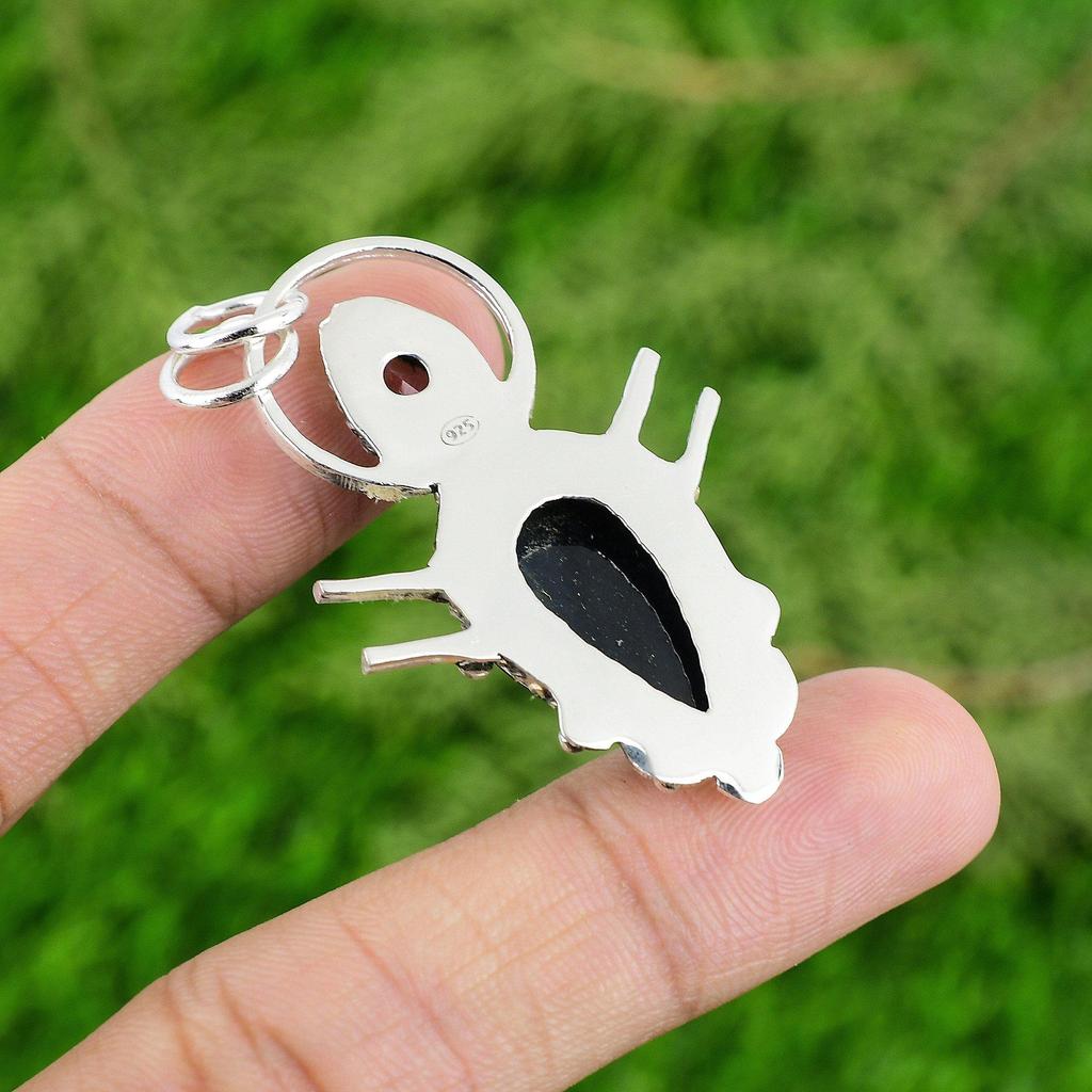 925 Silver Pear Natural Black Tigers Eye Pink Topaz Bezel Handmade Wife Pendant