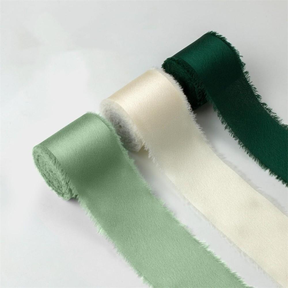 1 Roll 1.6in x 5Yd Solid Satin Ribbons Frayed DIY Gift Wrapping Bouquet Ribbons Cake Packaging Shiny Ribbons for Crafts