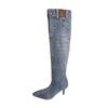 Autumn and winter new wind pointed middle heel cowboy boots women's pleated piled boots thin heel thin knee fashion boots
