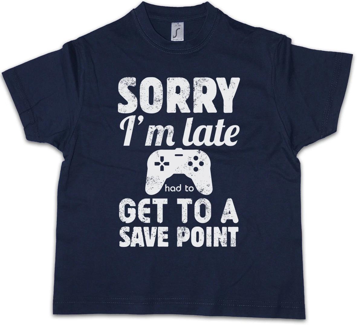 SORRY I M LATE Kids Boys kids boys T-Shirt save point Autosave Gamer Games Gaming Roleplay 110