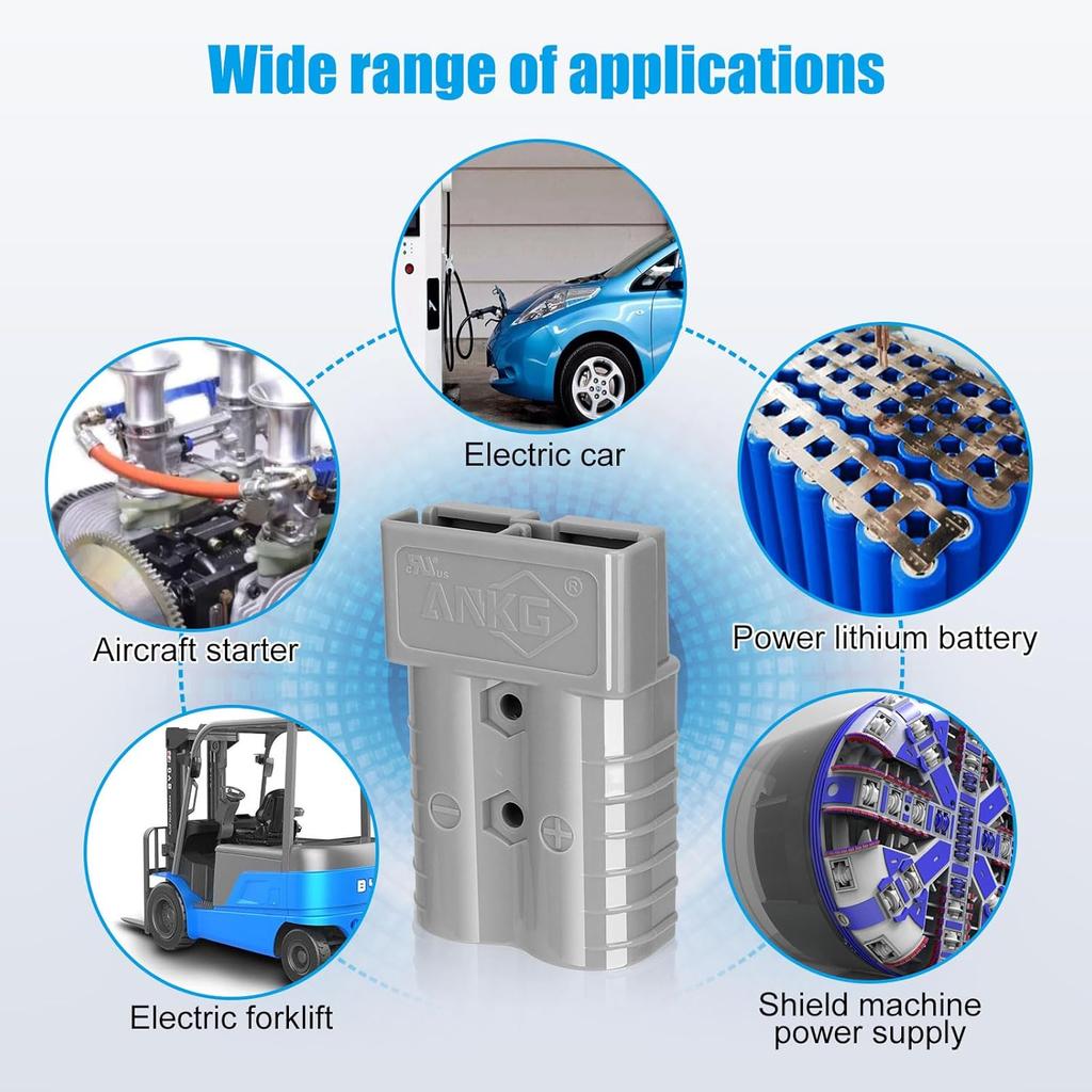 10Pcs 50 Amp 600V Connector Kit, Grey For Outdoor RV Power, Batteries, 4X4 Off-Road Winch