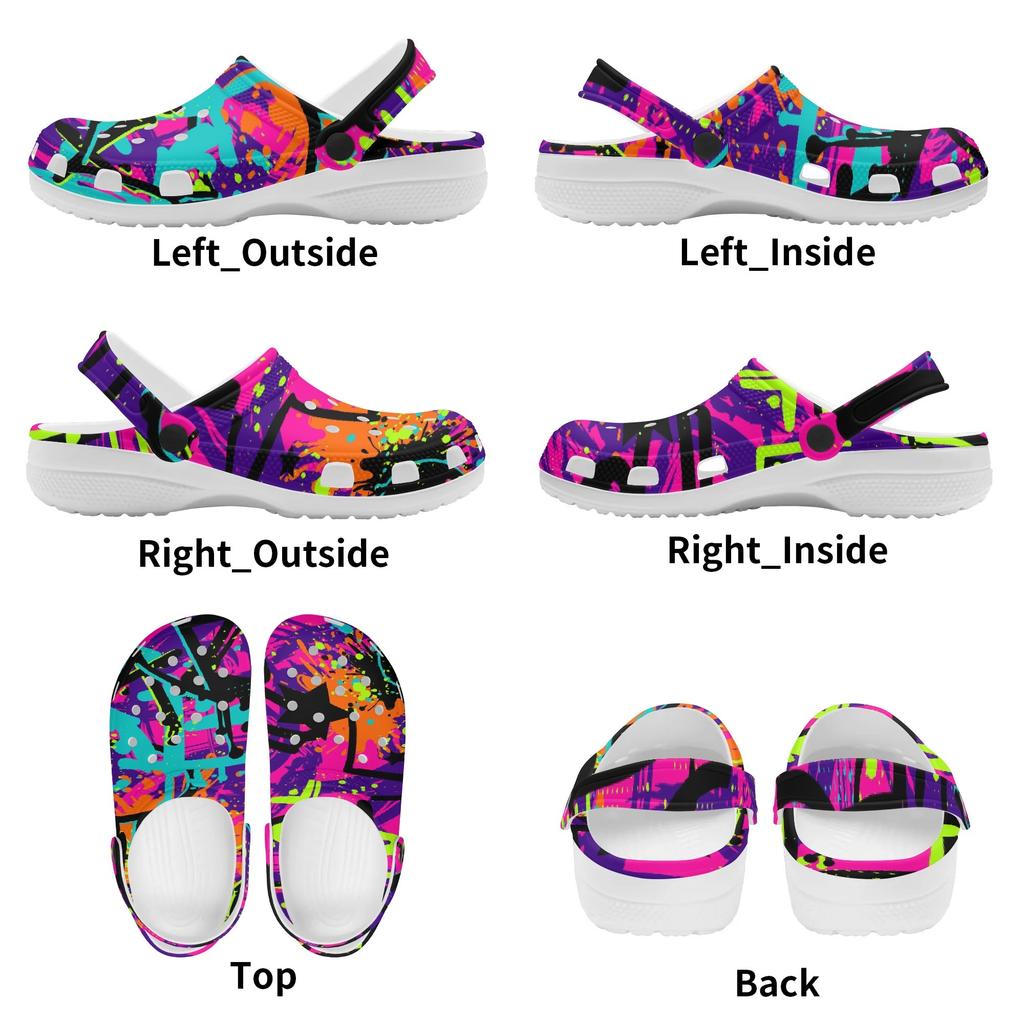 Colorful EVA Clogs for Women Men Printed Breathable Slip On Garden Shoes Lightweight Beach Pool Home Bathroom Pool Shower Use