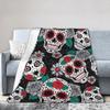 Sugar Skull Day of the Dead Blankets Gothic Mexican Skeleton Halloween Flannel Funny Warm Throw Blankets for Home Spring/Autumn