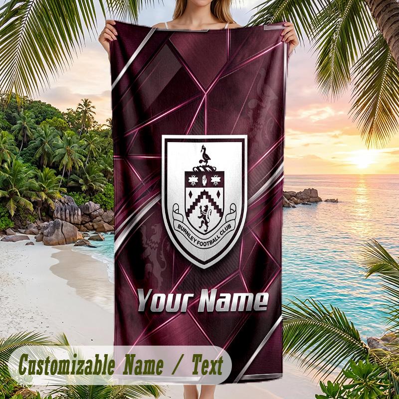 Beach Towel Burnley Football Print Custom Name Text Soft Towel for Swimming Pool