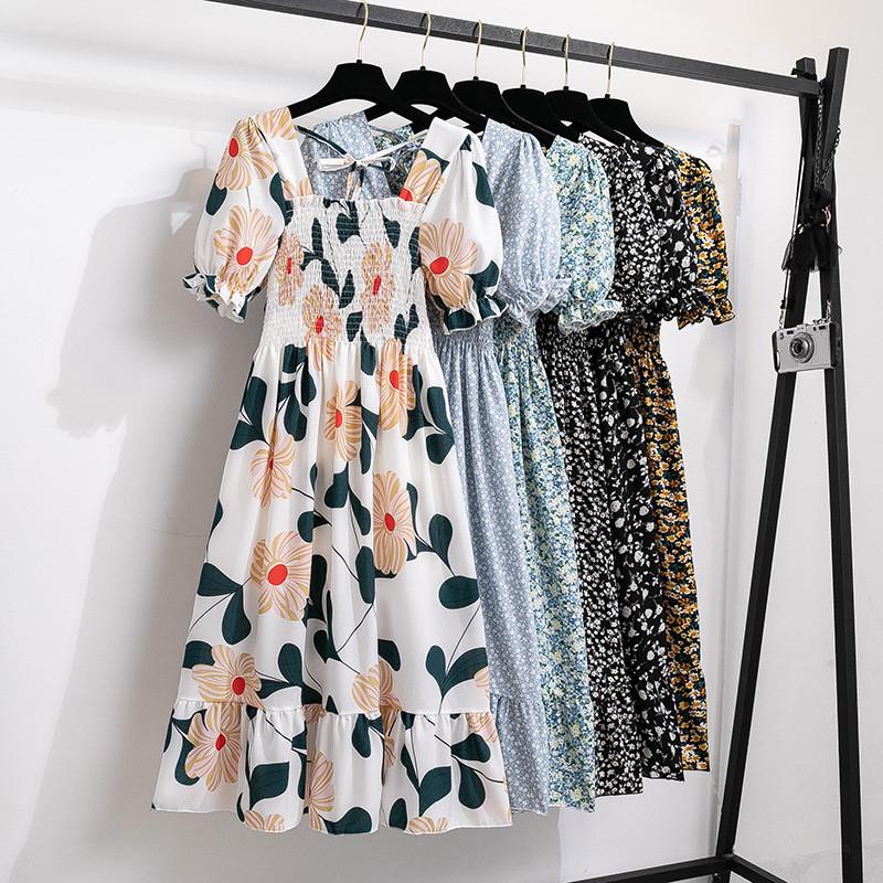 Vintage Floral Dress With Pleated Skirt And Cross Tie For Elegant Summer Workwear