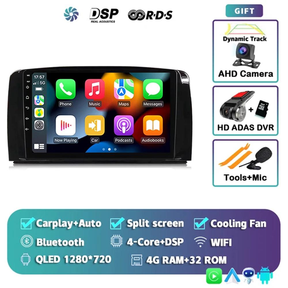 Android 14 QLED Car Radio Carplay Multimedia GPS Player BT For Mercedes Benz R Class R300 R350 R280 R320 R500 W251 2007 - 2011