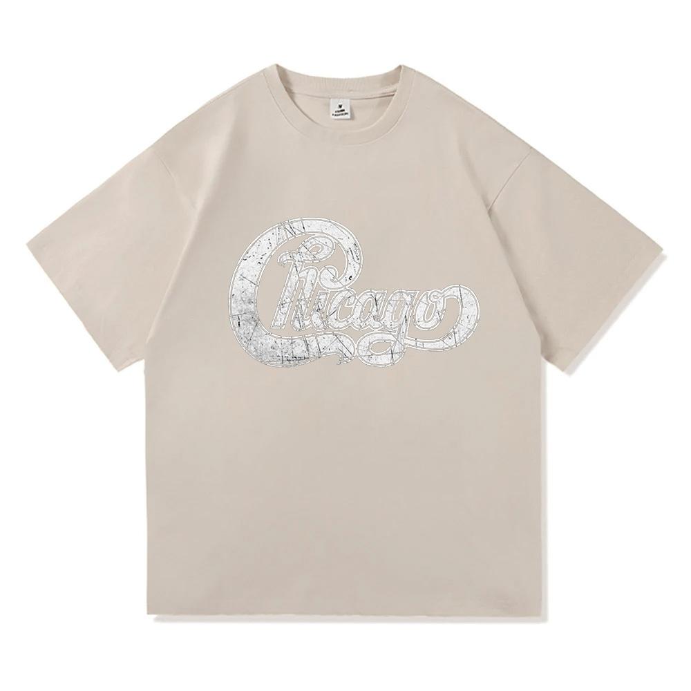 Chicago America's Band Logo Printed Tshirt Short Sleeve Cotton Fashion Female T-shirt Unisex Streetwear Casual Women Men T Shirt