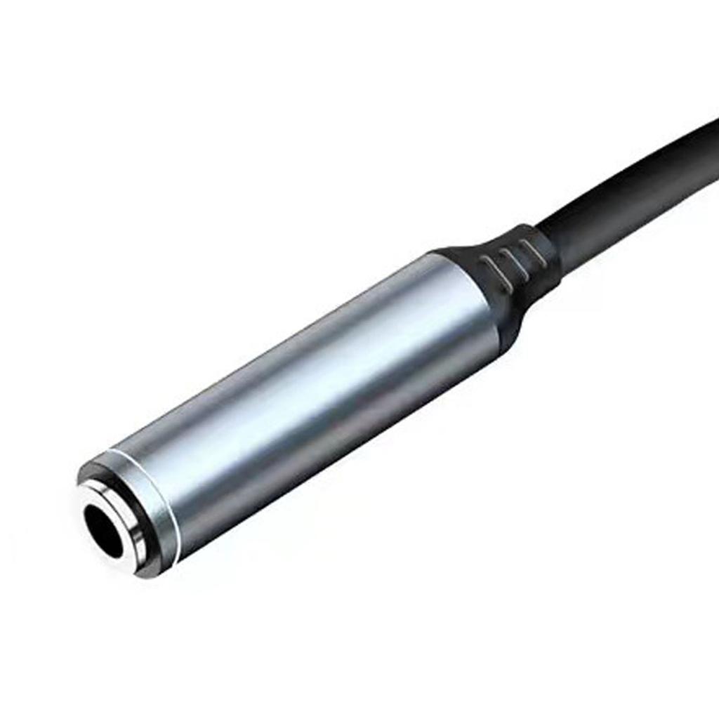 Adaptér pro sluchátkový jack TPE Typ C samec na 3,5mm samice Kabelový adaptér pro sluchátka pro poslech hudby Šedý