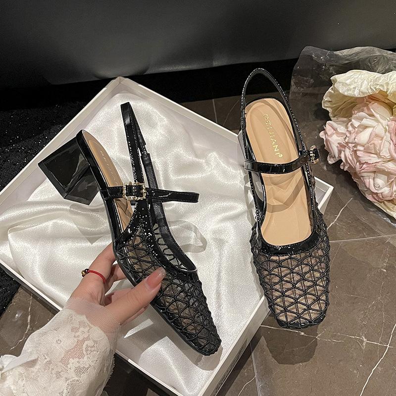 Retro Woven Bag Head Sandals Women's Outer Wear Word with Mary Jane Shoes Temperament Matching Skirt