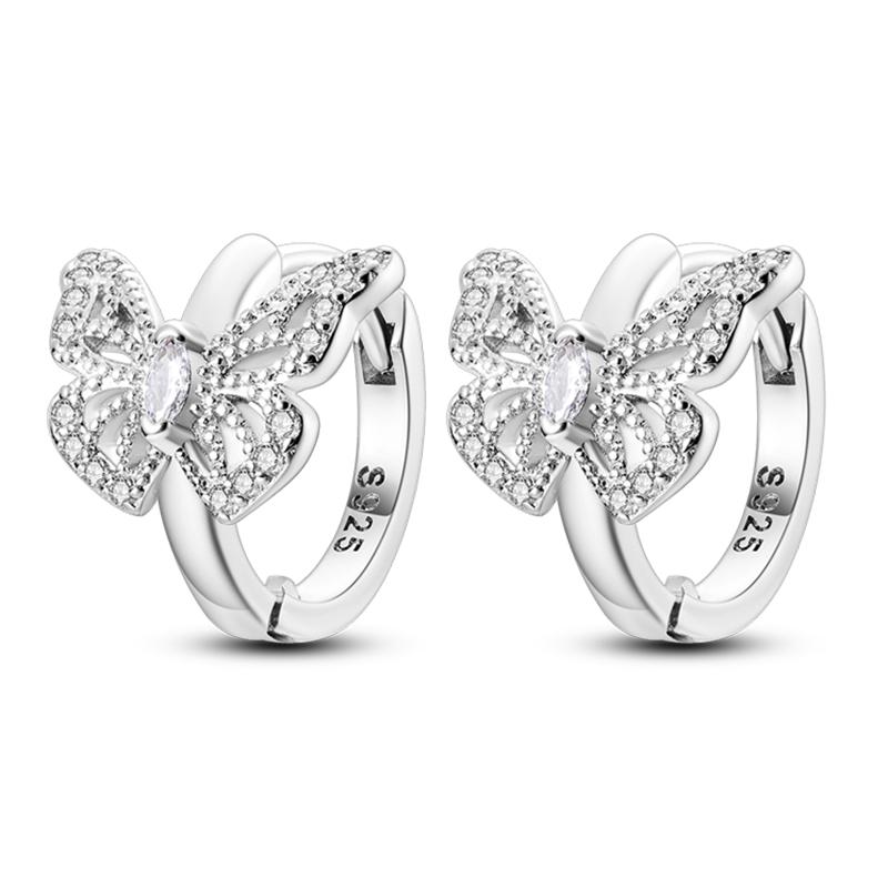 Women's Spring 925 Silver Butterfly Dragonfly Flowers Color Romantic Sweet Earrings Fit for Party Delicate Gift Jewelry