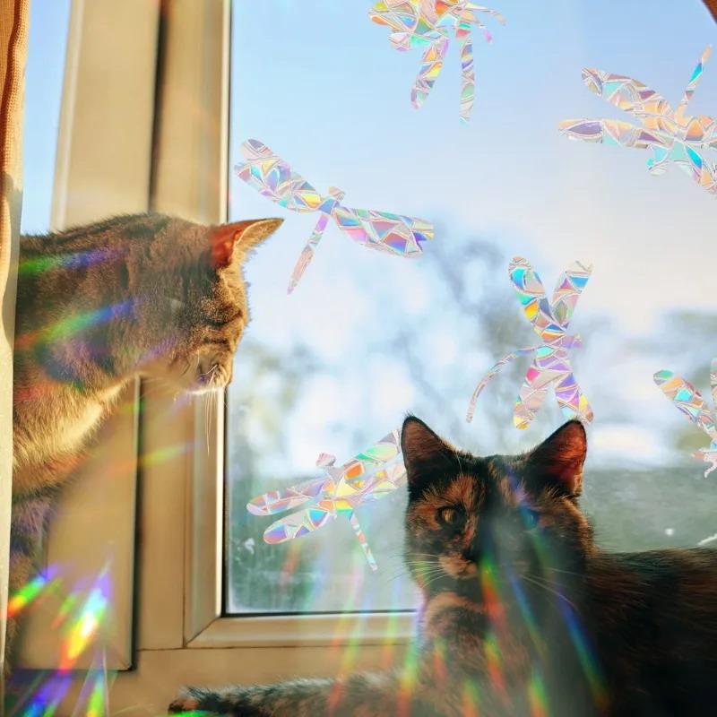 Rainbow Maker Sun Catcher Wall Stickers Cat Bird Star Mushroom Moon Sun DIY Window Glass Electrostatic Prisms Sticker