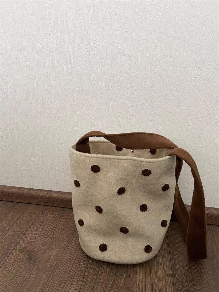 Bubble Tea Polka Dot Bucket Bag Polka Dot Bag New Niche Design Shoulder Messenger Bag Commuter Bag Women