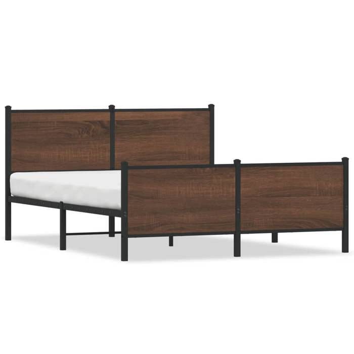 VidaXL Metal Bed Frame with Headboard and Footboard 140x200 Cm, Double Bed, Bedroom Furniture, Guest Bed, 3301370