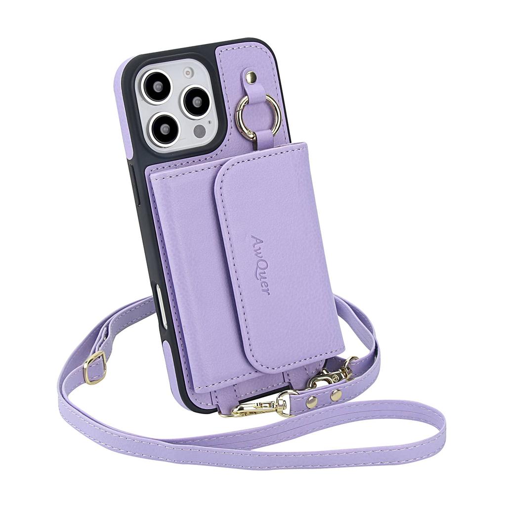 Designed for iPhone 16e/16/15/14/13/12 Pro Max Wallet Case Detachable Wallet Case with Crossbody Strap [Compatible with MagSafe]