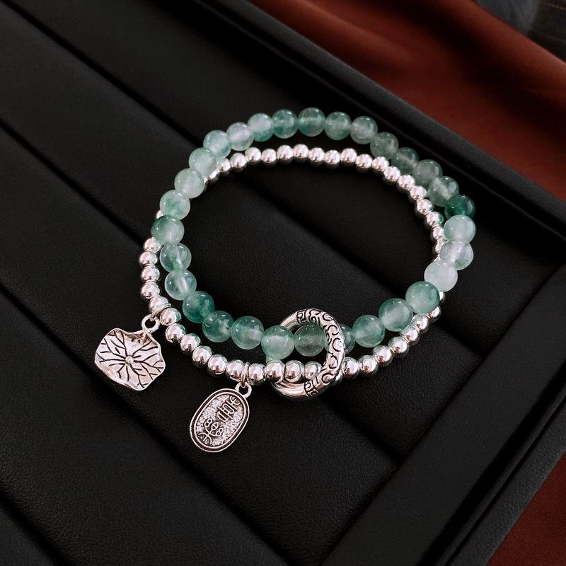 

Элегантный китайский браслет из нефрита: Бисерный, Свежий, Универсальный, Стильный Женский Браслет