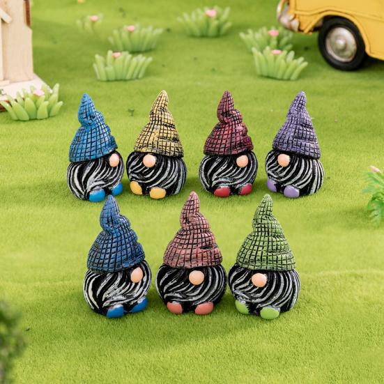 7Pcs/Set Garden Gnome Figurine Outdoor Lawn Planter Pot Faceless Dwarf Resin Statue Sculpture Decoration Ornament