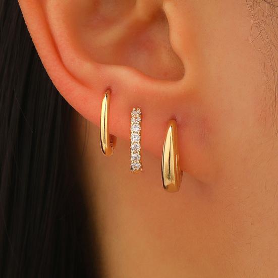 3 Paires de Boucles d'Oreilles Créoles Rondes Boucles d'Oreilles Mode Classiques avec Fermoir à Ressort Bijoux Polyvalents Empilables pour Femmes