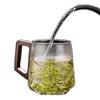High-Temperature Resistant Glass Tea Cup with Walnut Handle, Perfect for Home or Office Use