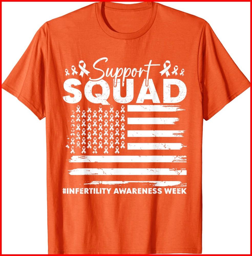 Orange Ribbon Support Infertility Awareness Squad Cotton T-Shirt Unisex T-Shirt XXL