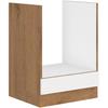 ROCK - Low Oven Cabinet - Lancelot Oak and Glossy White Melamine - 60 Cm - Worktop Not Included