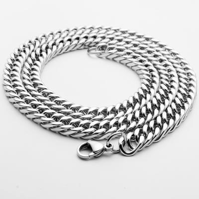 Double Woven Polished Cuban Chain Stainless Steel Jewelry Necklace Men's and Women's Hip Hop Clothing Matching Chain