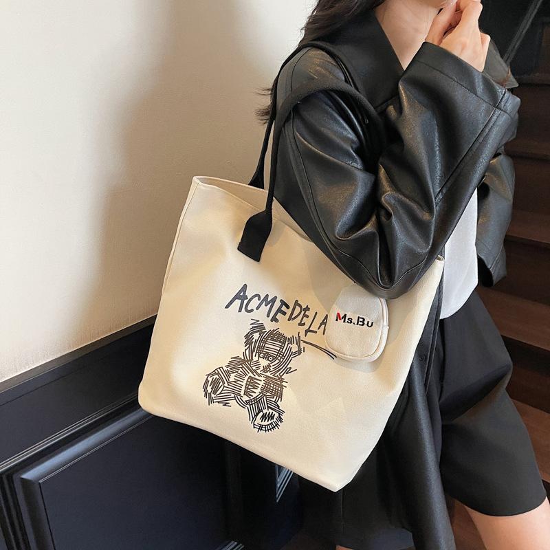 Commuter Large-capacity Japanese Cartoon Shoulder Bag Student Cloth Bag Tote Bag Niche Design Stylish and Simple Shoulder Bag