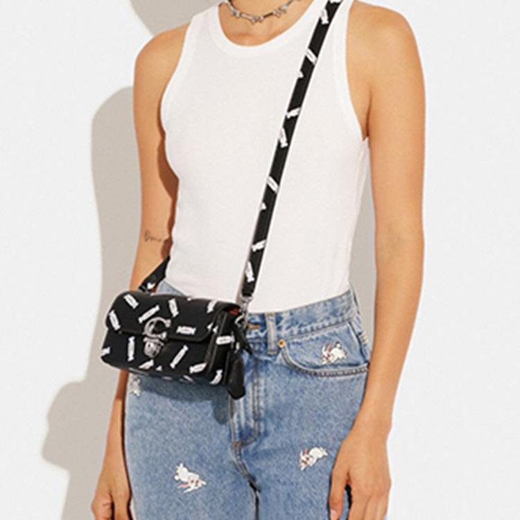 Coach X White Rabbit Collaboration Studio Fashion Print Classic C Logo Leather Fabric Underarm Shoulder Crossbody Bag Women Bags Black CG504-LHBLC