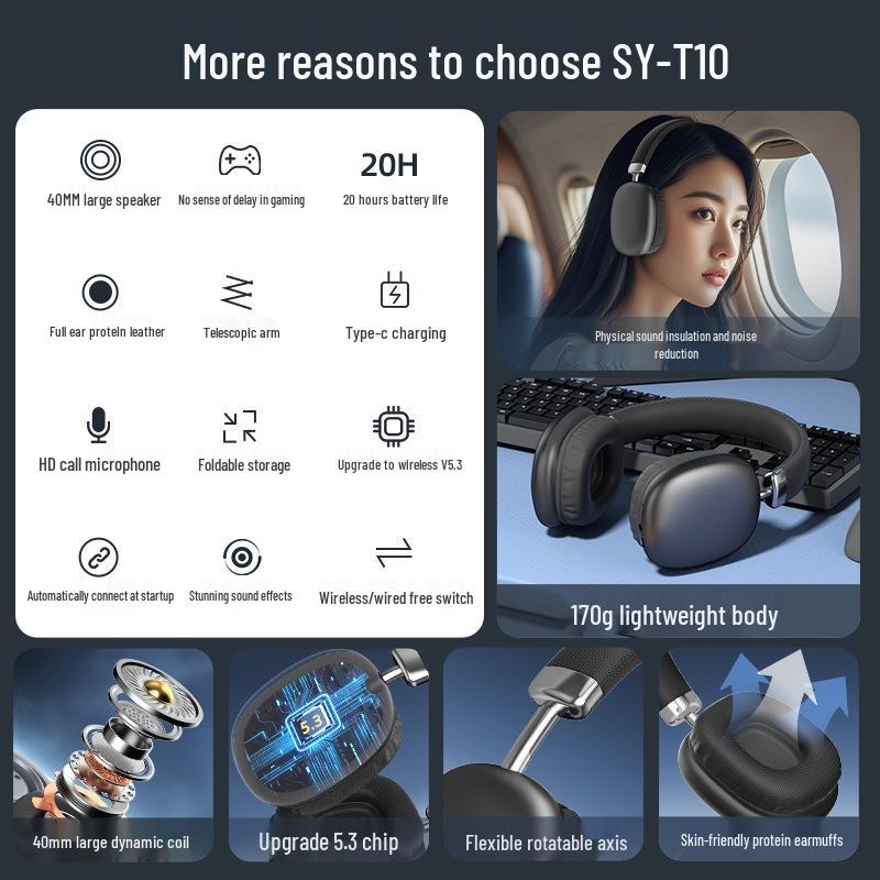 2026 Wireless Over-Ear Headphones: Customizable, Long Battery, High-Quality Sound, Bluetooth, Apple Compatible