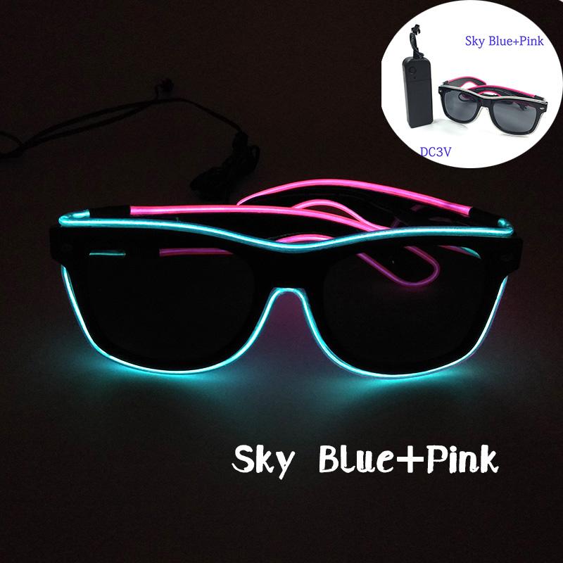 LED Sunglasses Masquerade Concert Club Rave Accessories Glowing Cyberpunk Men Women LED Pink Glasses Party Eyewear