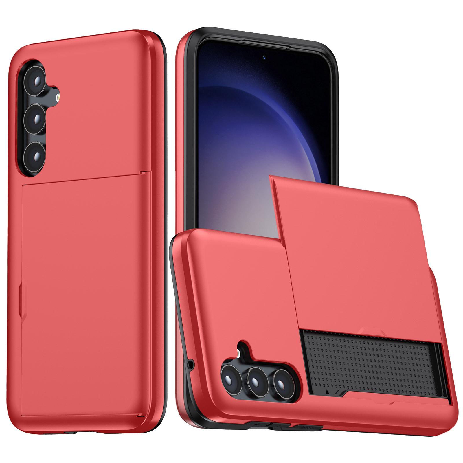 

Чехол для телефона Samsung Galaxy A55 5G из ТПУ+ПК с выдвижным держателем для карт Red