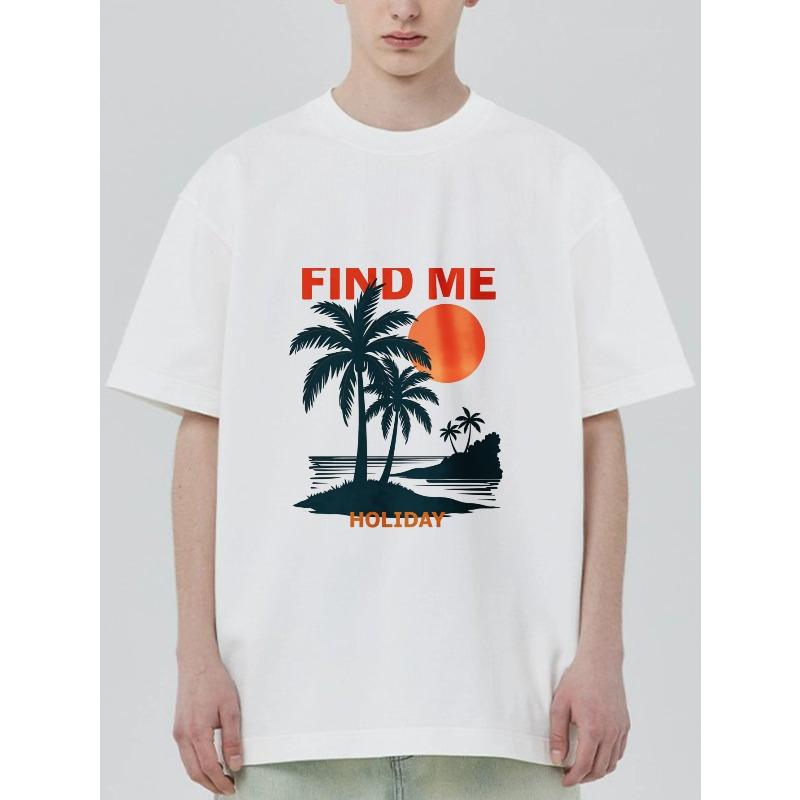 Найди меня праздничная черная футболка с принтом пальмы и заката для пляжного отпуска XXXXL белый 1240₽