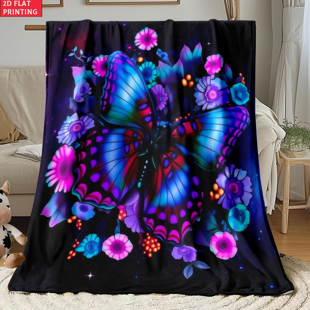 Till Min Mamma Print Flanellduk, Lila Ros Fjäril Varm Pläd, Morsdagspresent från Dotter, Mysig Säng Soffa Filt