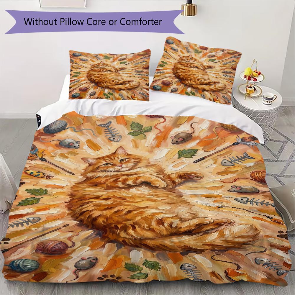

Cute kitten Pattern Bedding uilt Set uilt Cover Pillowcase Home Decoration Birthday Gift (1 * duvet cover + 47 * pillowcase without core) 135x200cm