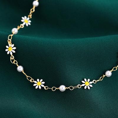 Nouveaux Chevillettes Fleur de Marguerite Mignonne pour Femmes Cheville de Plage Bracelet de Jambe Chaîne de Pied Bohème Faite à la Main Bijoux Boho Accessoires Cadeau