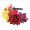 Women Day of The Dead Headband Artificial Contrast Color Rose Flower Crown with