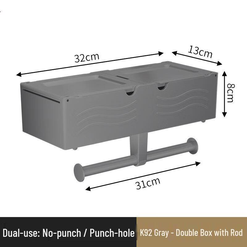 MDNG Wall-Mounted Dual Roll Toilet Paper Holder with Storage Shelf