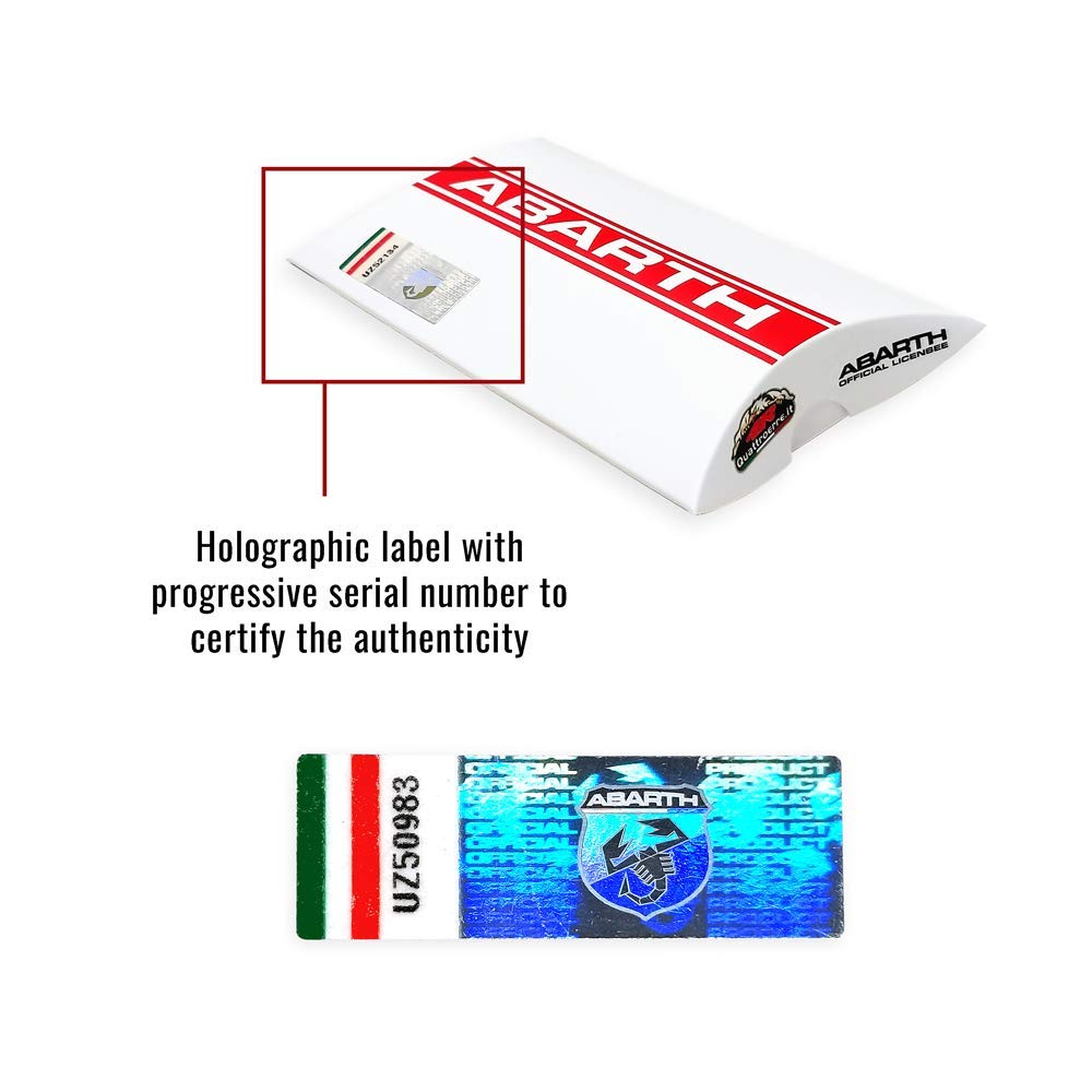 [Quattroerre] ABARTH Italy Accessory Key Chain Keyholder Made In Italy (New Italian Color), Carbon/white