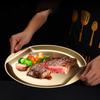 Breite Seite 304 Edelstahl-Essteller Snacks Western Food Steak Barbecue Tabletts Flache runde Hauptplatte Hotel Tischservice