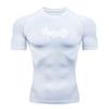 Men's Quick Dry Compression Athletic T-Shirt, Black Death Metal Spiky Print Breathable Stretchy Top for Gym Workout Running Training Sports Wear