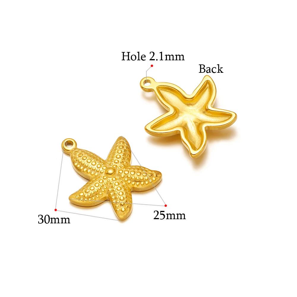 5 Stück Gold Seestern Muschel Anhänger für DIY Schmuck Zubehör Edelstahl Halsketten Anhänger Armbänder Zubehör Ohrringe Herstellung