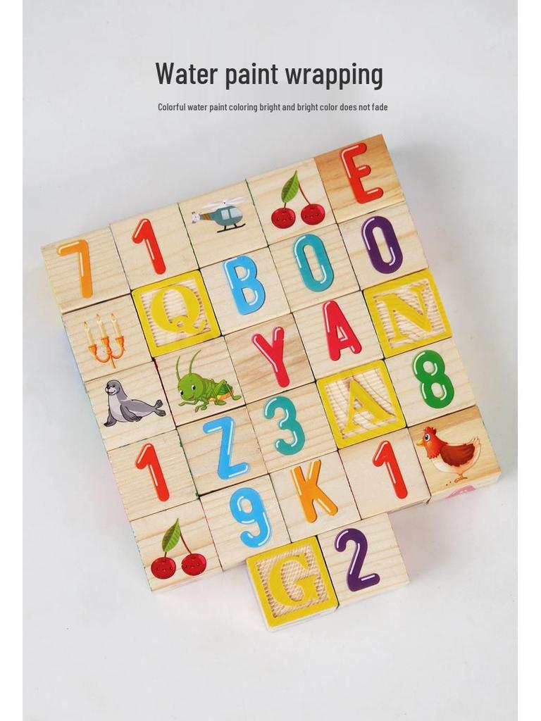 Wooden English Letter Matching & Counting Blocks for Early Childhood Education